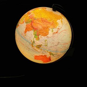 Глобус Земли физико-политический, диаметр 210 мм, с подсветкой, треугольная подставка