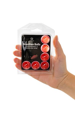 Массажное масло SECRET PLAY BRAZILIAN BALLS, клубника и шампанское, 6 х 4 гр