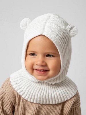 Шапка шлем с ушками мишки детская Amarobaby Pure Love Snug вязаная, коричневый