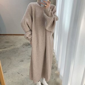 Платье женское, длинное, трикотажное с длинным рукавом