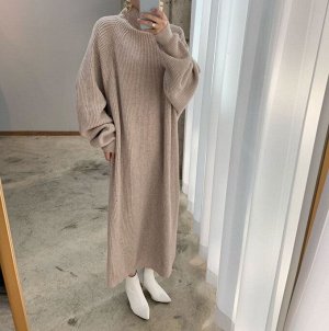 Платье женское, длинное, трикотажное с длинным рукавом