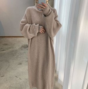 Платье женское, длинное, трикотажное с длинным рукавом
