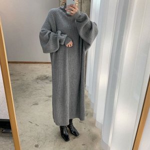 Платье женское, длинное, трикотажное с длинным рукавом