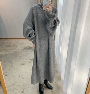 Платье женское, длинное, трикотажное с длинным рукавом
