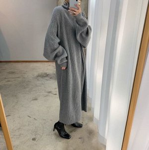 Платье женское, длинное, трикотажное с длинным рукавом