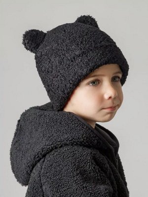 Шапка плюшевая с ушками мишки детская Amarobaby Plush, черный