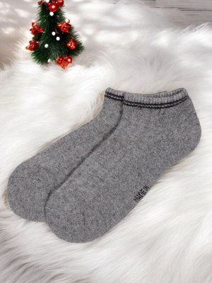 Мужские укороченные шерстяные носки для кроссовок, 70% шерсти, размер 44-46, серый, производство Монголия