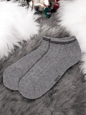 Мужские укороченные шерстяные носки для кроссовок, 70% шерсти, размер 44-46, серый, производство Монголия