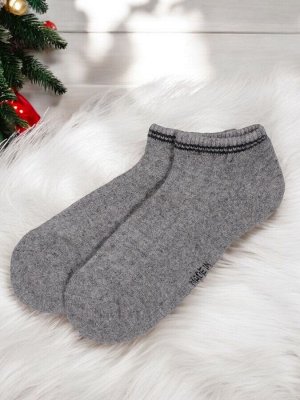 Мужские укороченные шерстяные носки для кроссовок, 70% шерсти, размер 44-46, серый, производство Монголия