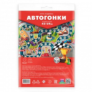 Игра-ходилка с фишками. Автогонки. 29,7х42 см