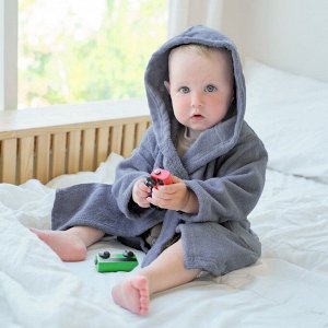 Халат махровый детский Экономь и Я, цв.серый, 100%хл, 320 г/м2