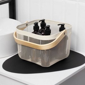 Корзинка универсальная LaDо*m, квадратная, с ручкой, 24.5*24.5*18 см, кремовая