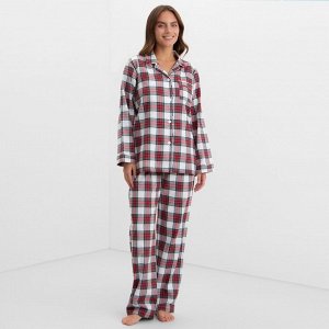 Пижама женская из фланели клетка (рубашка и брюки) KAFTAN
