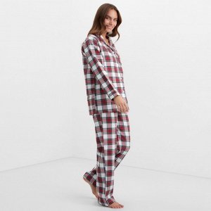 Пижама женская из фланели клетка (рубашка и брюки) KAFTAN
