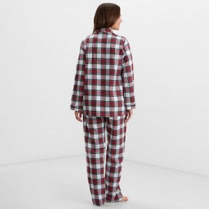 Пижама женская из фланели клетка (рубашка и брюки) KAFTAN