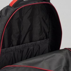 Рюкзак молодёжный, 2 отдела на молниях, наружный карман, 2 боковые сетки, усиленная спинка, цвет чёрный/красный