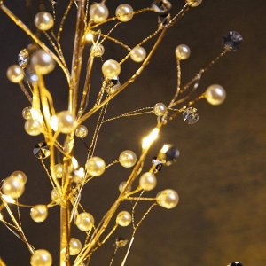 Светодиодный куст «Бусины» 55 ? 30 ? 3 см, 20 LED, постоянное свечение, от батареек CR2032х2 (в комплекте), свечение тёплое белое