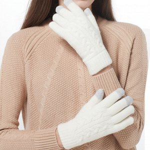 Перчатки двухслойные, теплые, вязаные,  сенсорные