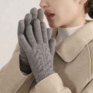 Перчатки двухслойные, теплые, вязаные,  сенсорные