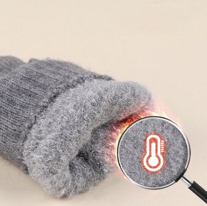 Перчатки двухслойные, теплые, вязаные,  сенсорные