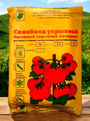 Укрывной материал Спанбонд P-30г/м2, размер  3.2*10 м, белый, МегаПласт