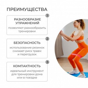 Фитнес-резинка ONLYTOP, 30х5х0,13 см, нагрузка 20 кг, цвет коралловый