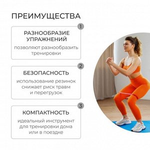 Фитнес-резинка ONLYTOP, 30х1,9х0,5 см, 45 кг, цвет красный