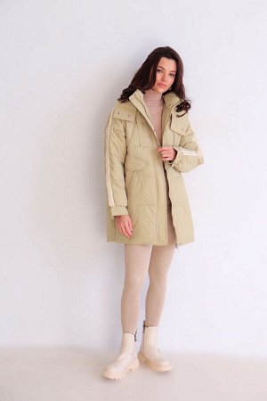 Куртка + ДЛИНА: 78 (+-3) см.
+ СОСТАВ: ПЭ 100%; подклад: ПЭ 100%; утеплитель: 150 г/м
+ ПАРАМЕТРЫ МОДЕЛИ: 81/62/88, рост модели 172 см.
+ ОБРАЗЕЦ НА МОДЕЛИ: 46