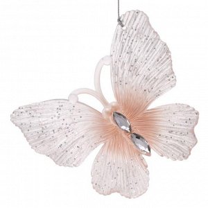 Новогоднее подвесное елочное украшение Бабочка и стрекоза в розовом 3