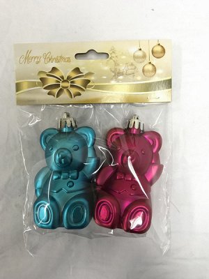 Новогоднее подвесное украшение Ассорти: мишки голубые и розовые, набор 2 шт.