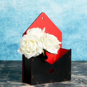 Ящик-кашпо "Конверт двухцветный", чёрно- красное, с блёстками, 17х6,5х25,5 см