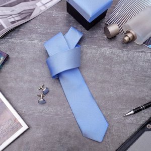 Набор мужской "Премьер" галстук 145*5см, запонки, цвет небесно-синий