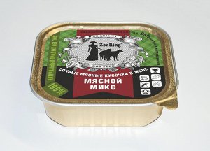 ZR Консервы для собак кусочки в желе "МЯСНОЙ МИКС"  100гр.  1*16шт.