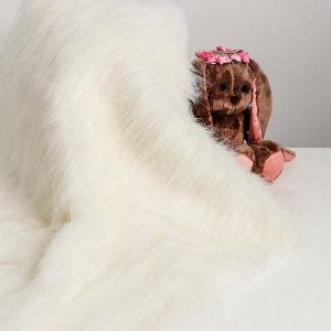 Ткань для рукоделия, мех длинноворсовый на трикотажной основе, белая, лоскут 50x50 см