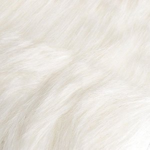 Ткань для рукоделия, мех длинноворсовый на трикотажной основе, белая, лоскут 50x50 см