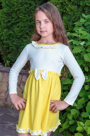 Платье "Полина", длинный рукав, лимонный