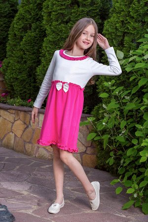 Платье "Полина", длинный рукав, розовый