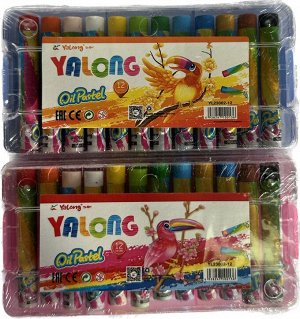 Мелки восковые детские Yalong 12 цветов в пластиковом футляре