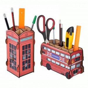 Подставка для ручек и карандашей ClipStudio Автобус/Телефонная будка, сборная