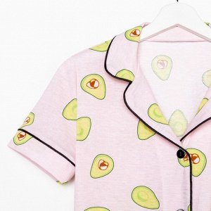 Пижама женская (рубашка, шорты) KAFTAN Avocado, розовая