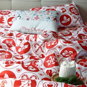 Постельное белье новогоднее LoveLife 2сп "New Year's gifts" 175*215см,200*225см,50*70см-2штуки