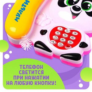 Музыкальный телефон детский «Мультифон: Панда», русская озвучка, работает от батареек