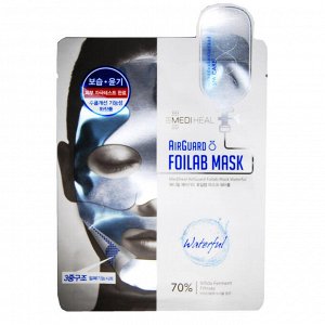 Маска для лица фольгированная с парниковым эффектом для восстановления упругости и эластичности MEDIHEAL AirGuard Foilab Mask Waterful, ,