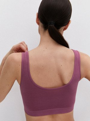 1121S Cotton Майка "Toп" женская (кроп-топ на широких бретелях с вкладышами) (Omsa)