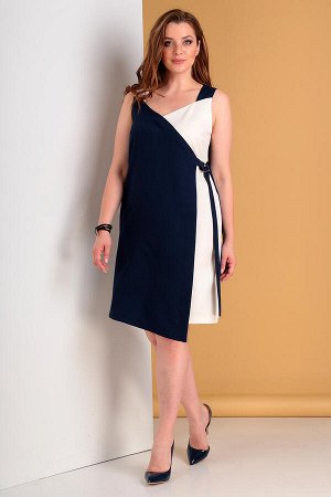 Платье Платье Liona Style 703 синий/молочный 
Состав: ПЭ-60%; Хлопок-35%; Лайкра-5%;
Сезон: Лето
Рост: 164

Платье без рукавов, длиной на уровне колен. Длина платья по спинке: 94 см.