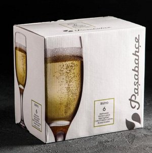 Набор бокалов для шампанского, 6 шт, 190 мл, стекло, БИСТРО