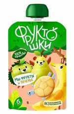 Фруктошки пюре 90г яблоко- банан-груша с печеньем