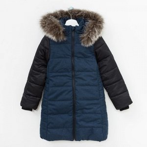 Куртка утепленная (пальто) Дара 40800-81 черный/синий меланж, рост 122 см