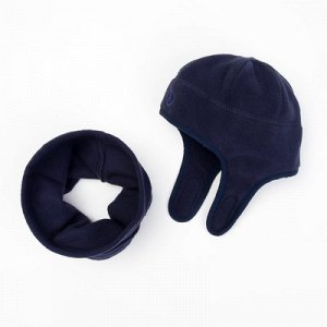 Комплект (шапка и шарф-снуд), темно-синий, 3-4