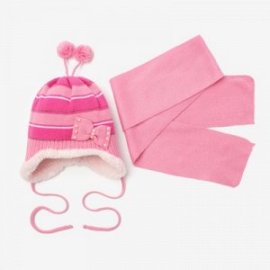 Комплект зимний (шапка, шарф) А.122, розовый, р-р 46-48 см (1-2 года)